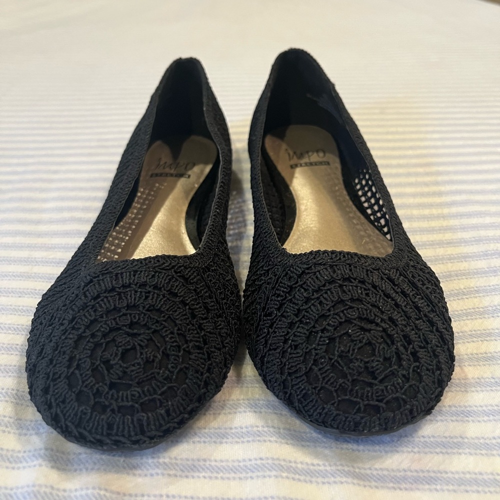 Impo Black Crochet Ballet Flats